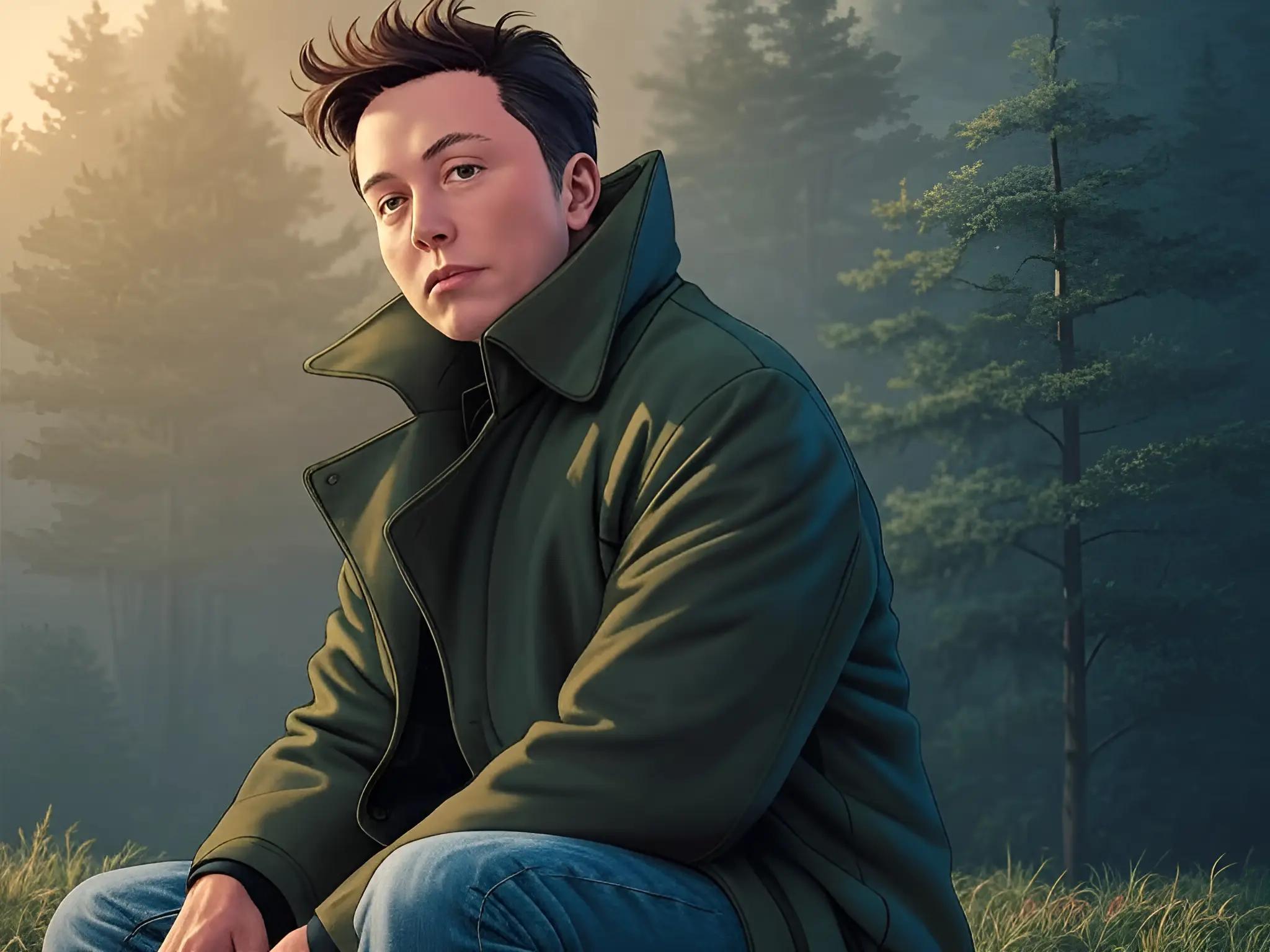 Elon Musk as a Ghibli character