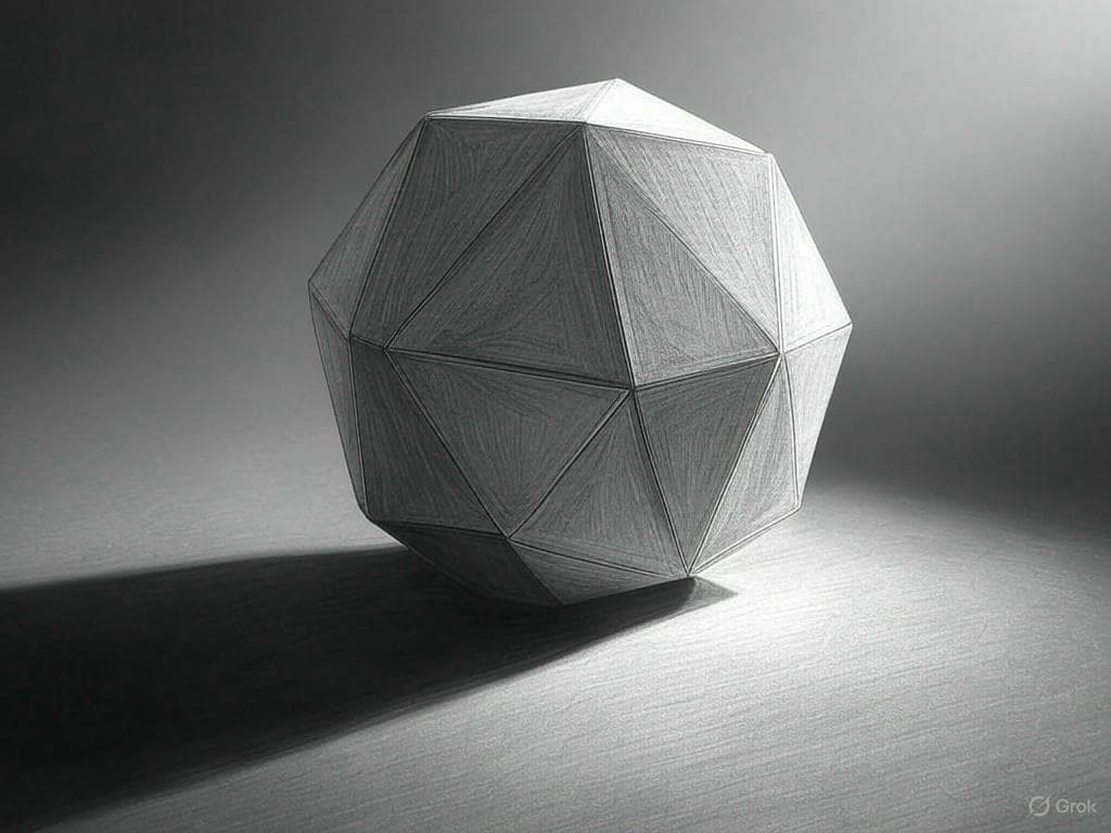 A sketch of a multi-sided 3d geometric shape on paper.