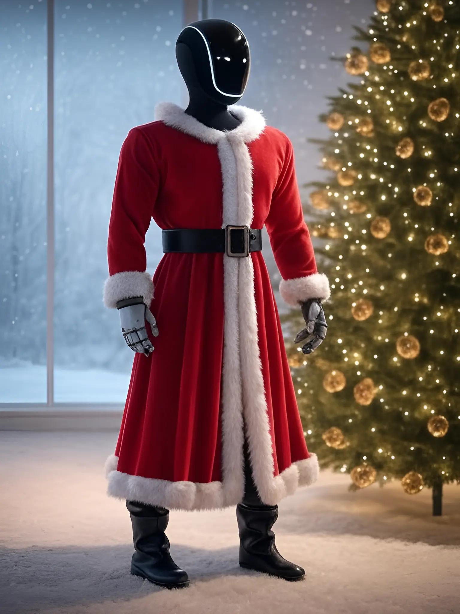 Optimus wearing a Xmas costume in a Xmas scene