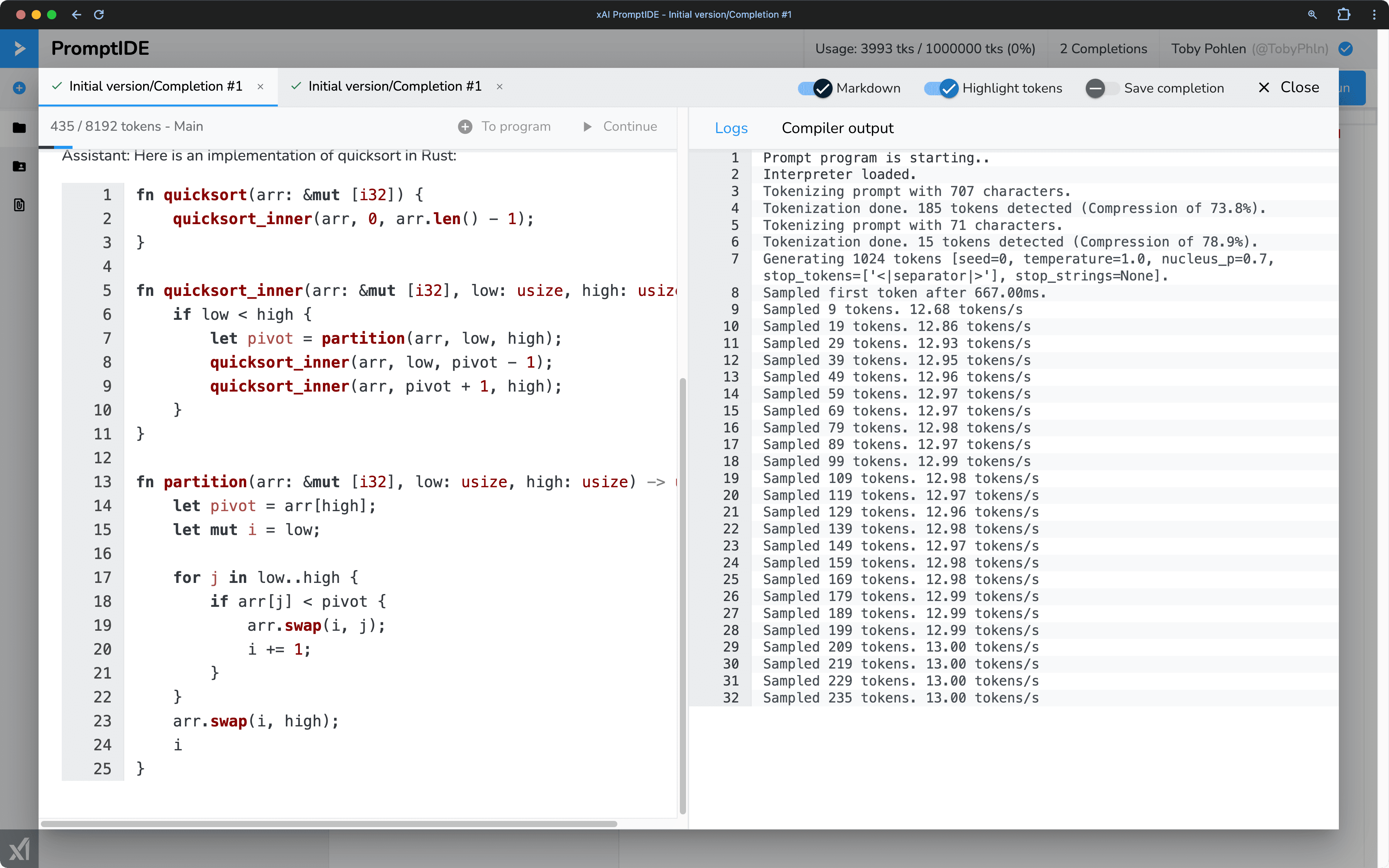 Sampling probabilities in the PromptIDE