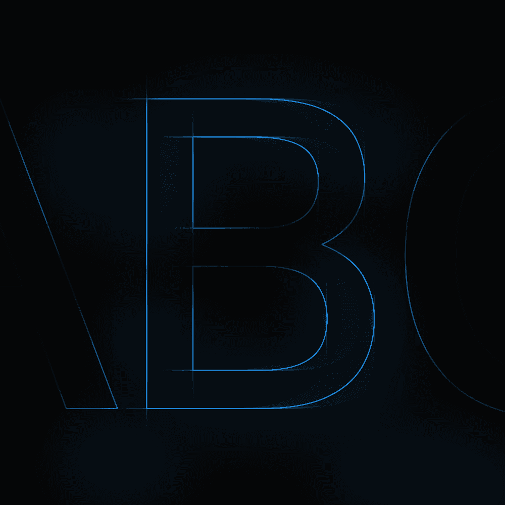 The outline of the letter B stylized with blue horizontal and vertical motion blur.