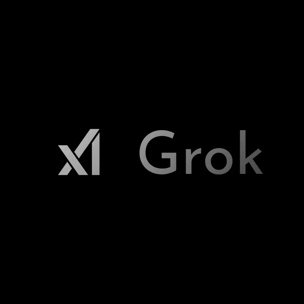 The X A I logo with the word 'Grok' next to it on a black background.