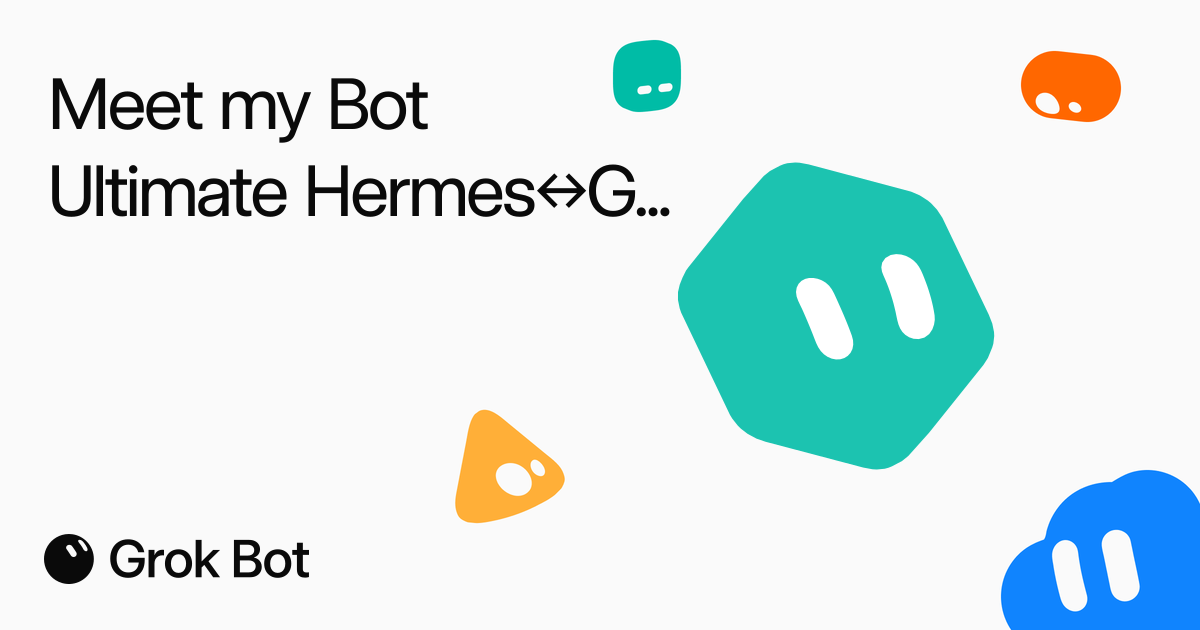 x.ai — This puts a hermes agent bot inside your grokbot app, and let's you use either Hermes as…