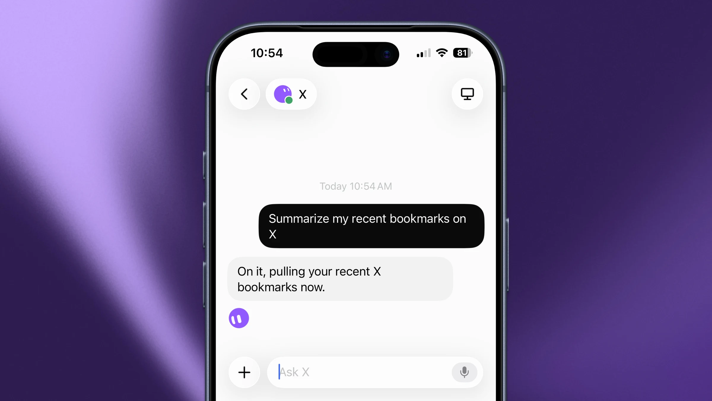 A Grok Bot thread on iPhone where a Bot pulls together recent X bookmarks